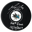 Marc-Edouard Vlasic Autographed San Jose Sharks 1000th Game Inscribed Puck CoJo Sport Collectables