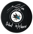 Marc-Edouard Vlasic Autographed San Jose Sharks Debut Inscribed Puck CoJo Sport Collectables