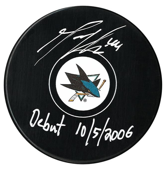 Marc-Edouard Vlasic Autographed San Jose Sharks Debut Inscribed Puck CoJo Sport Collectables