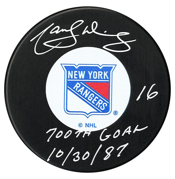 Marcel Dionne Autographed New York Rangers 700th Goal Inscribed Puck CoJo Sport Collectables Inc.