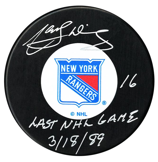 Marcel Dionne Autographed New York Rangers Last NHL Game Inscribed Puck CoJo Sport Collectables Inc.