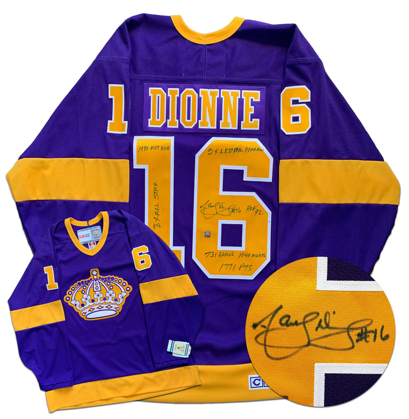 Marcel Dionne Los Angeles Kings Autographed STATS Inscribed CCM Vintage Replica Jersey CoJo Sport Collectables Inc.