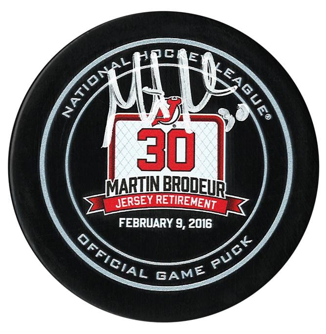 Martin Brodeur New Jersey Devils Autographed Jersey Retirement Official Puck CoJo Sport Collectables Inc.