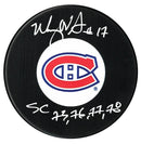 Murray Wilson Autographed Montreal Canadiens Stanley Cup Inscribed Puck CoJo Sport Collectables Inc.