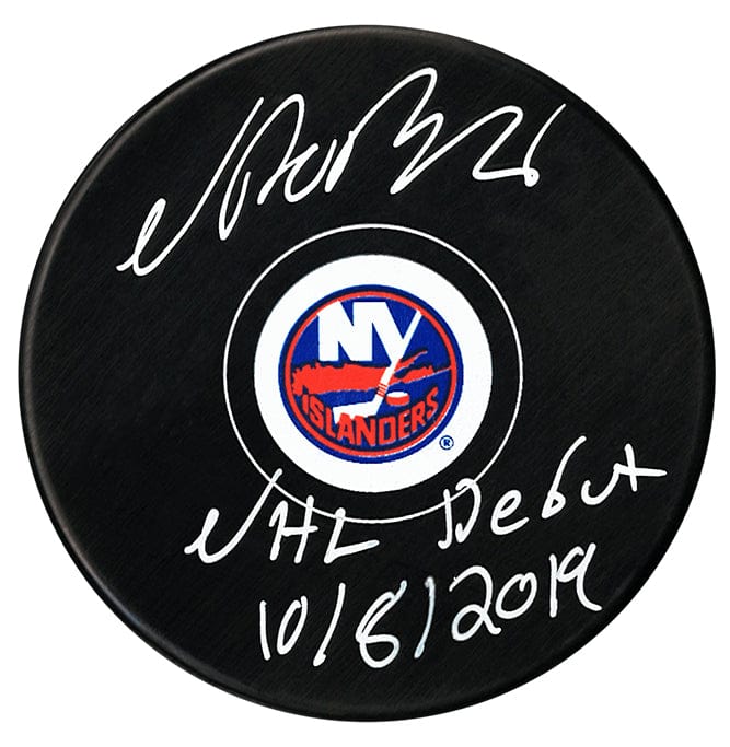 Noah Dobson Autographed New York Islanders Debut Inscribed Puck CoJo Sport Collectables Inc.