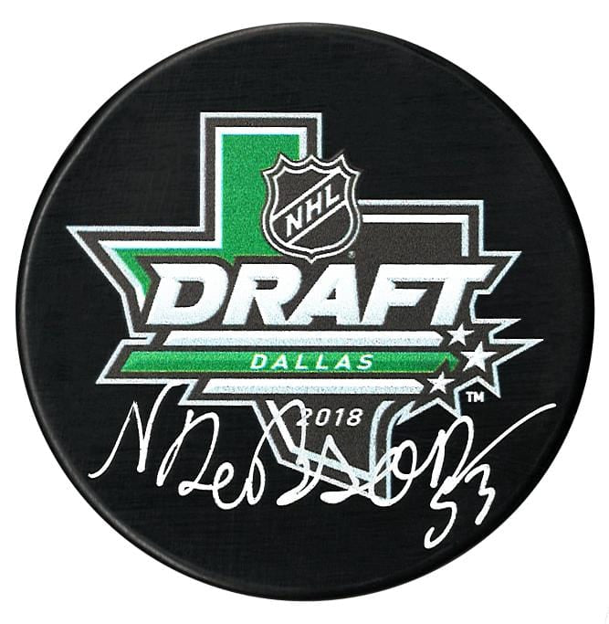 Noah Dobson New York Islanders Autographed 2018 NHL Draft Puck (Silver) CoJo Sport Collectables Inc.