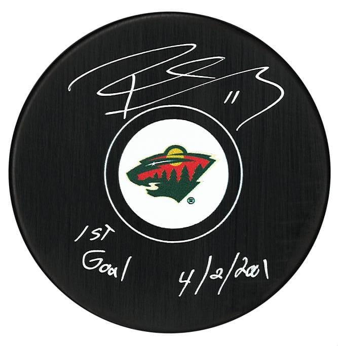 Pascal Dupuis Autographed Minnesota Wild 1st Goal Inscribed Puck CoJo Sport Collectables Inc.