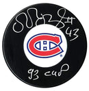 Patrice Brisebois Autographed Montreal Canadiens 93 Cup Inscribed Puck CoJo Sport Collectables Inc.