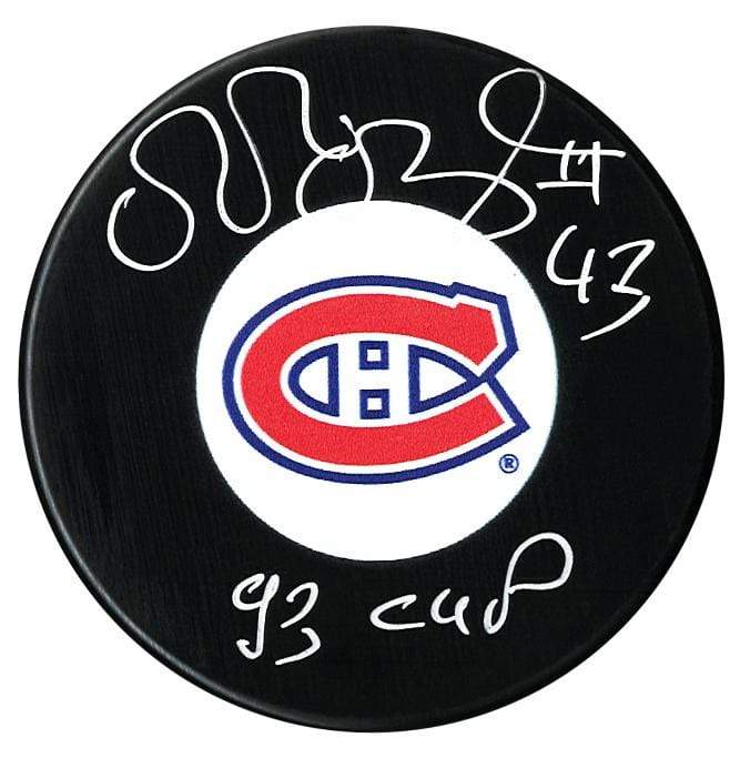 Patrice Brisebois Autographed Montreal Canadiens 93 Cup Inscribed Puck CoJo Sport Collectables Inc.