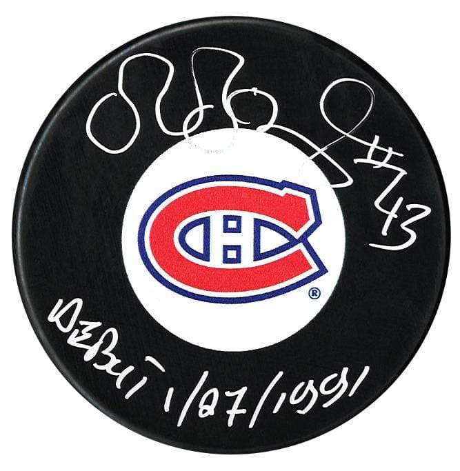 Patrice Brisebois Autographed Montreal Canadiens Debut Inscribed Puck CoJo Sport Collectables Inc.