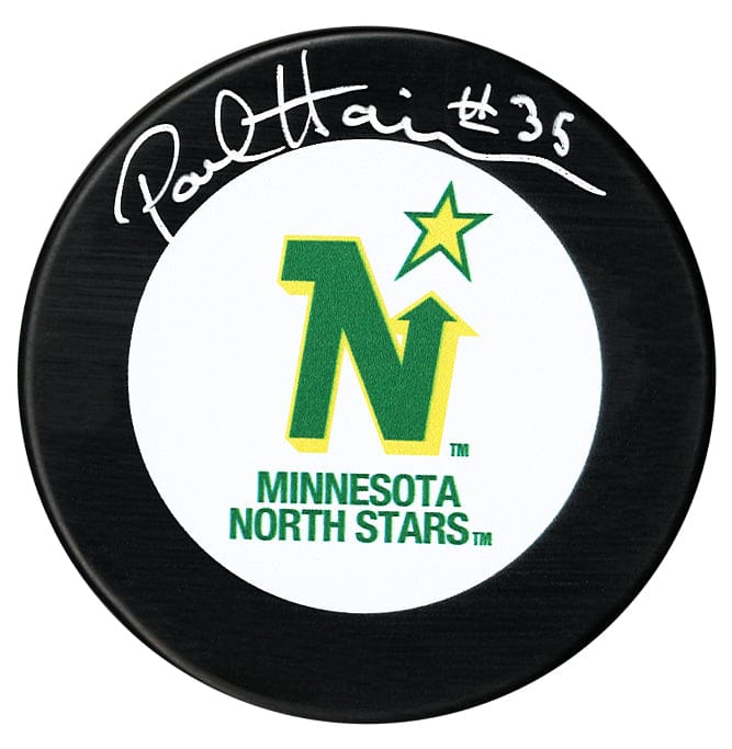 Paul Harrison Autographed Minnesota North Stars Puck (Big Logo) CoJo Sport Collectables Inc.