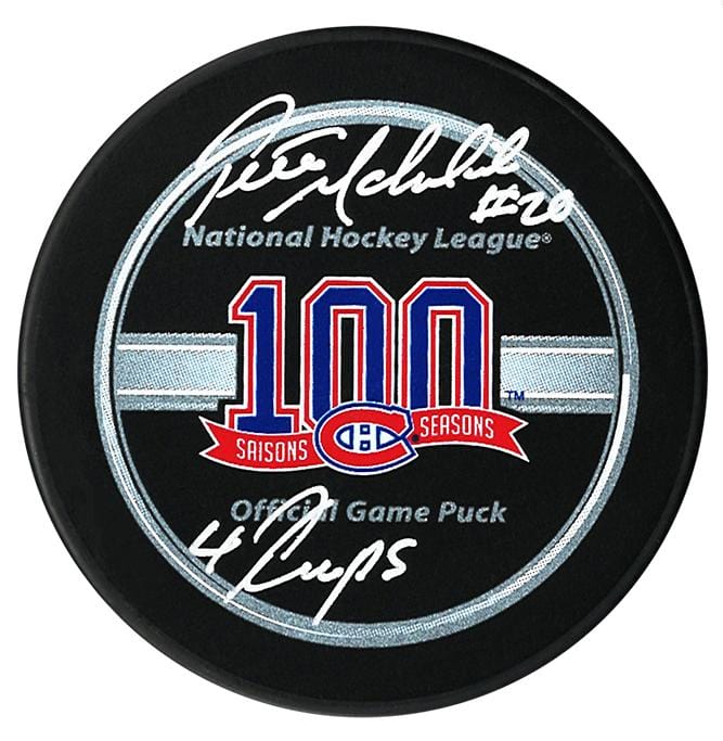 Pete Mahovlich Autographed Montreal Canadiens Centennial Season Inscribed Official Puck CoJo Sport Collectables Inc.
