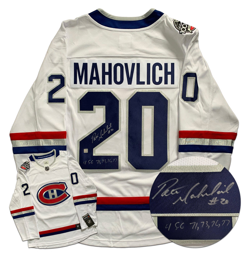 Pete Mahovlich Montreal Canadiens Autographed Stanley Cups Inscribed Fanatics Centennial Jersey CoJo Sport Collectables Inc.