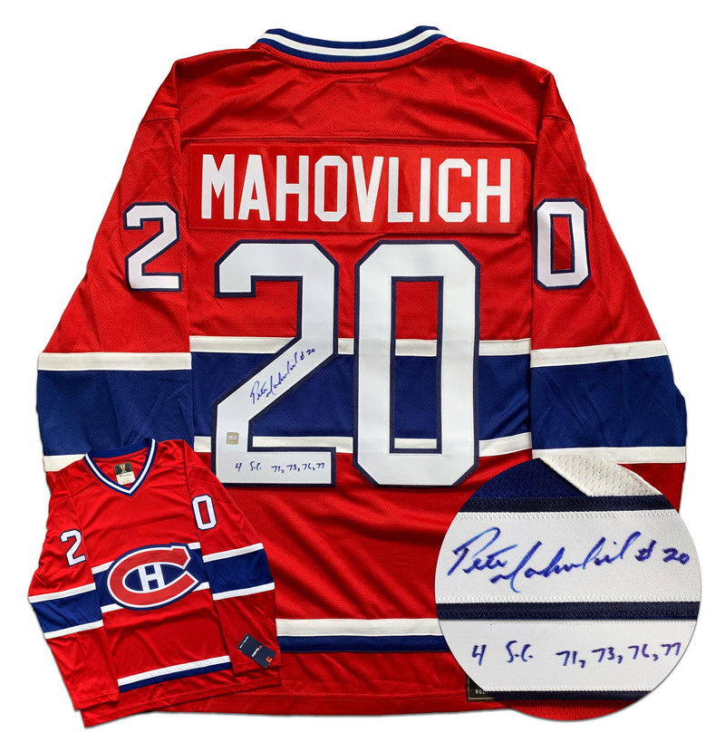 Pete Mahovlich Montreal Canadiens Autographed Stanley Cups Inscribed Fanatics Vintage Jersey CoJo Sport Collectables Inc.