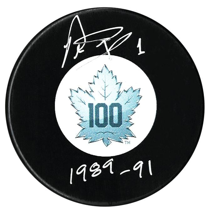 Peter Ing Autographed Toronto Maple Leafs Centennial Season Inscribed Puck CoJo Sport Collectables Inc.