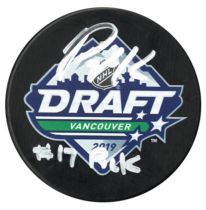 Peyton Krebs Autographed 2019 NHL Draft Inscribed Puck CoJo Sport Collectables Inc.