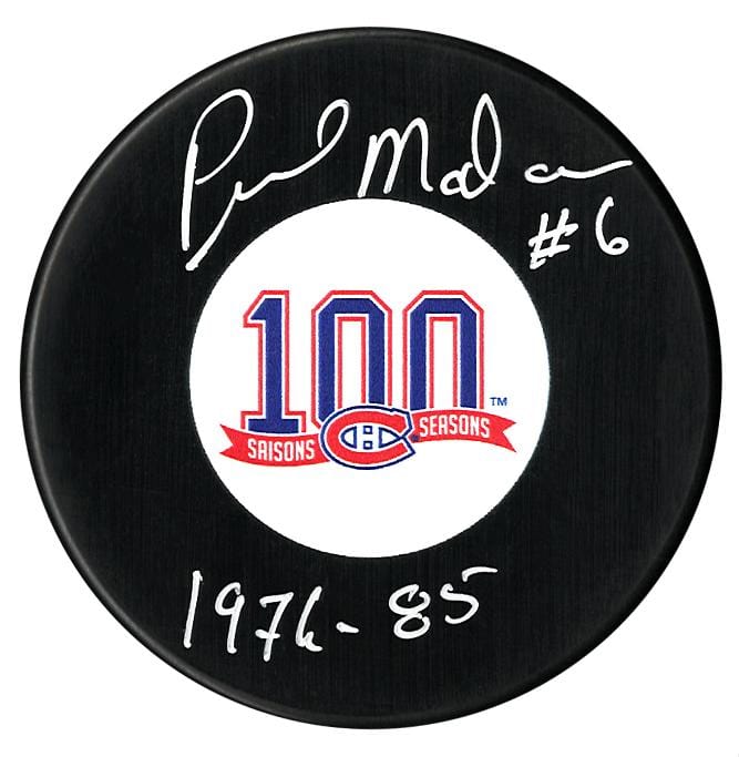 Pierre Mondou Autographed Montreal Canadiens Centennial Season Inscribed Puck CoJo Sport Collectables Inc.