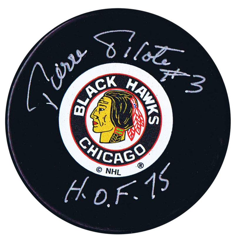 Pierre Pilote Autographed Chicago Blackhawks Puck CoJo Sport Collectables
