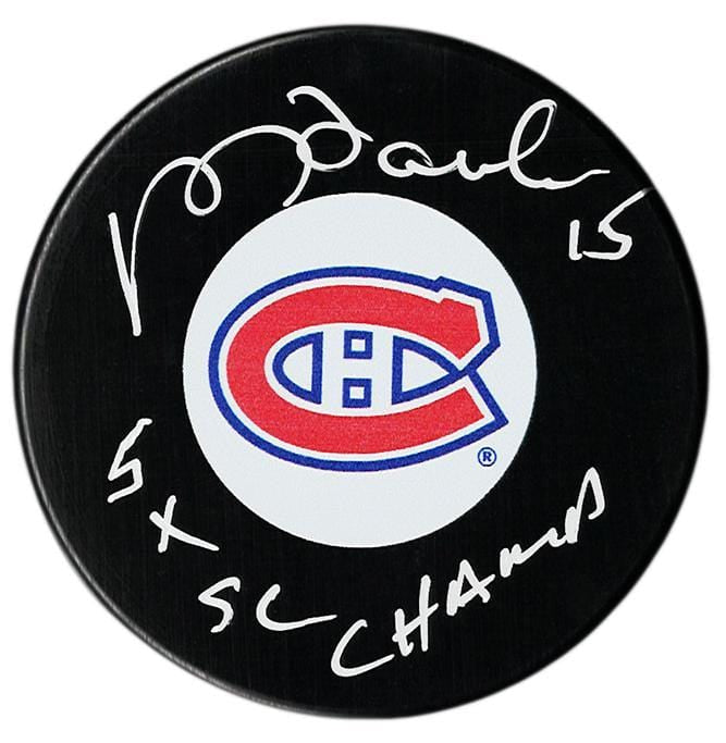 Rejean Houle Autographed Montreal Canadiens Stanley Cup Champions Puck CoJo Sport Collectables Inc.