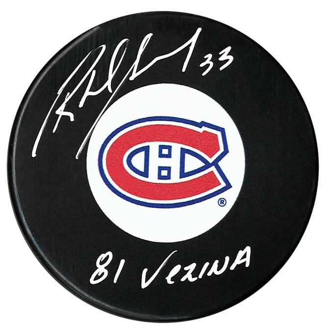 Richard Sevigny Montreal Canadiens Autographed 81 Vezina Puck CoJo Sport Collectables