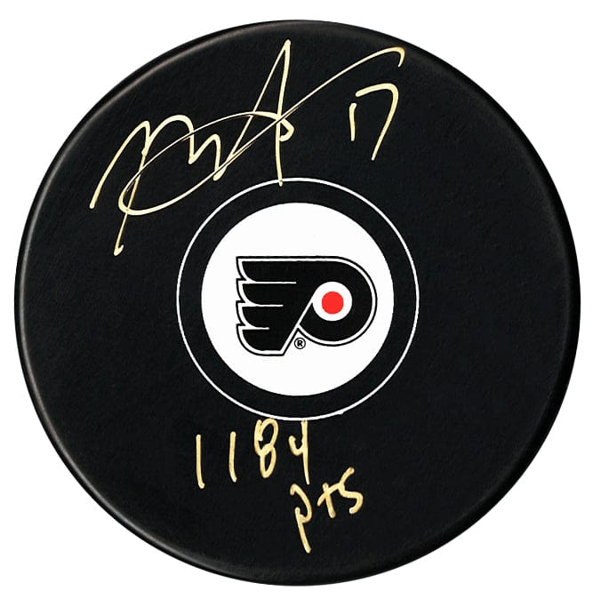 Rod Brind'Amour Autographed Philadelphia Flyers Points Inscribed Puck (Small Logo) CoJo Sport Collectables Inc.