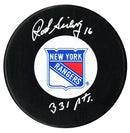 Rod Seiling Autographed New York Rangers 331 Points Inscribed Puck CoJo Sport Collectables Inc.