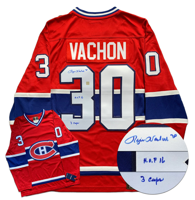Rogie Vachon Montreal Canadiens Autographed HOF and Stanley Cups Inscribed Fanatics Vintage Jersey CoJo Sport Collectables Inc.