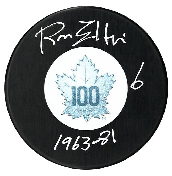 Ron Ellis Autographed Toronto Maple Leafs Centennial Season Inscribed Puck CoJo Sport Collectables Inc.