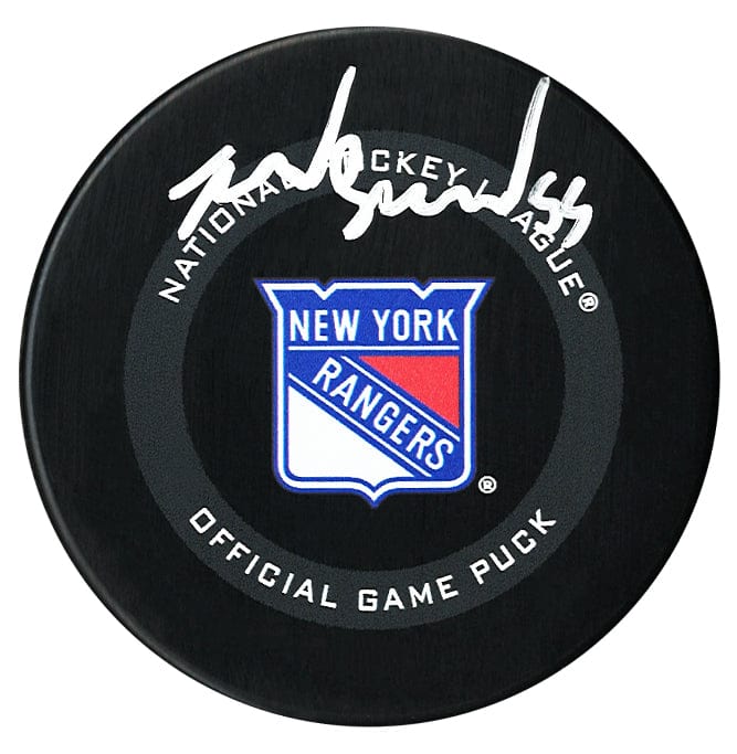 Ryan Lindgren Autographed New York Rangers Official Puck CoJo Sport Collectables Inc.