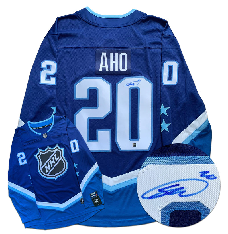 Sebastian Aho Autographed 2022 NHL All Star Game Blue Fanatics Replica Jersey CoJo Sport Collectables Inc.