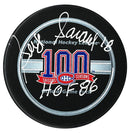 Serge Savard Autographed Montreal Canadiens Centennial Season Inscribed Official Puck CoJo Sport Collectables Inc.