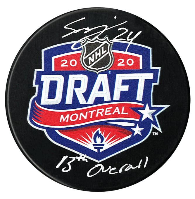 Seth Jarvis Carolina Hurricanes Autographed 2020 NHL Draft Inscribed Puck CoJo Sport Collectables Inc.