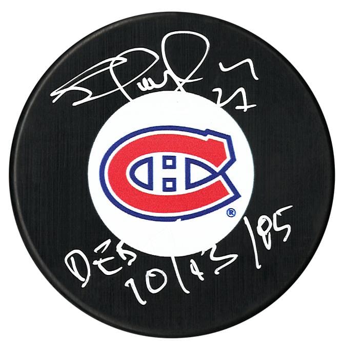 Shayne Corson Autographed Montreal Canadiens Debut Inscribed Puck CoJo Sport Collectables Inc.
