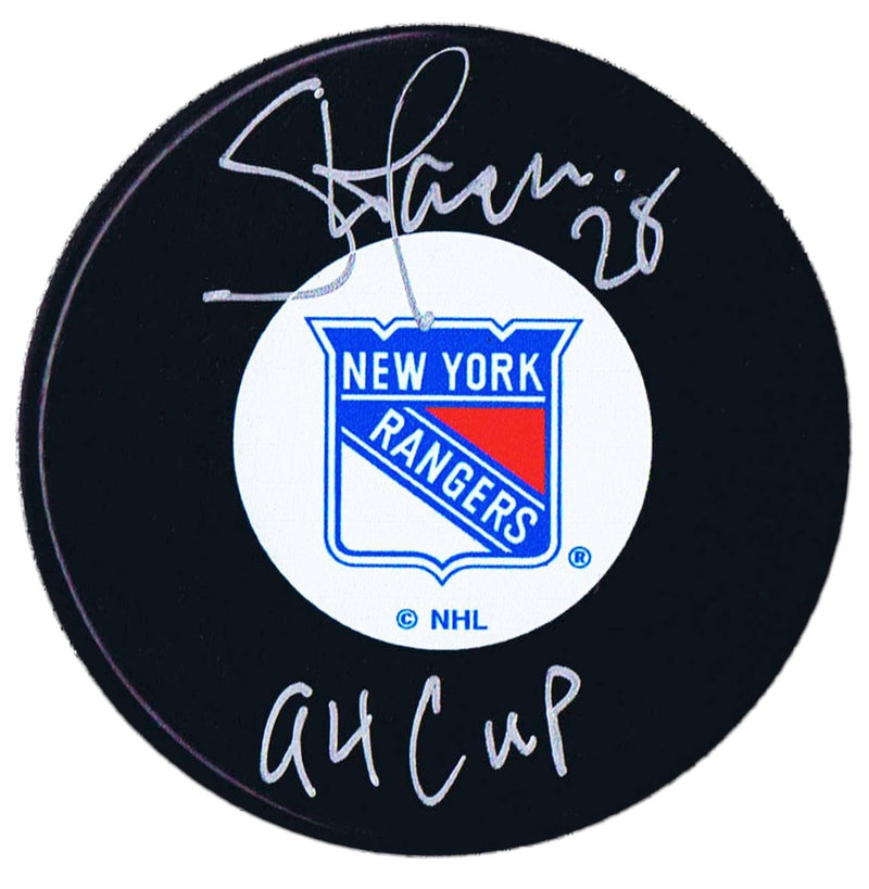 Steve Larmer Autographed New York Rangers 94 Cup Puck CoJo Sport Collectables Inc.