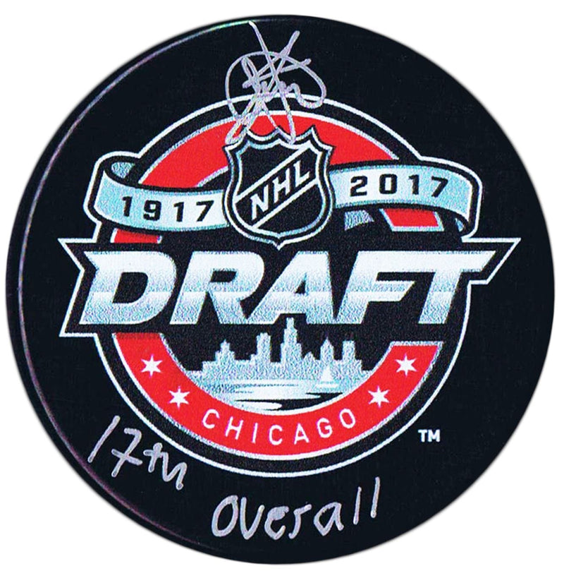 Timothy Liljegren Toronto Maple Leafs Autographed 2017 17th Overall Draft Puck.