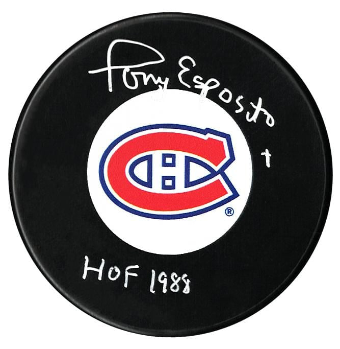 Tony Esposito Autographed Montreal Canadiens HOF Inscribed Puck CoJo Sport Collectables Inc.