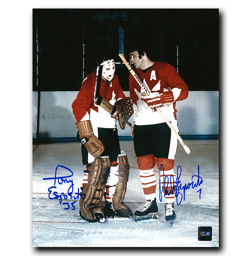 Tony Esposito and Phil Esposito 1972 Summit Series Dual Autographed 8x10 Photo CoJo Sport Collectables Inc.