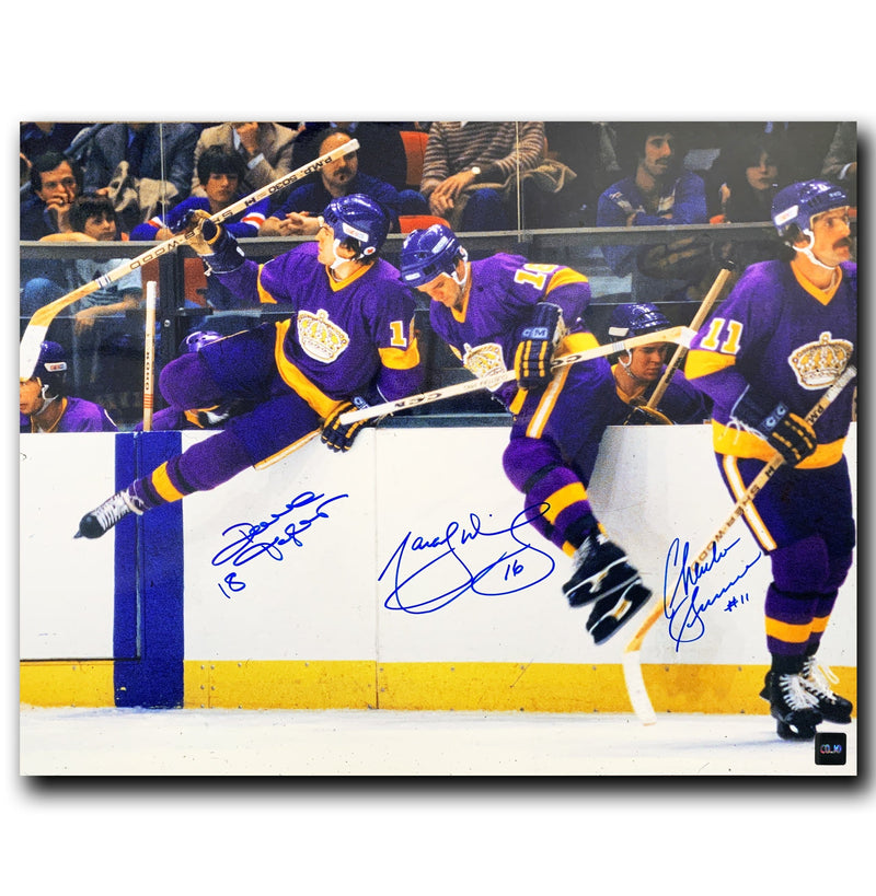 Triple Crown Line Los Angeles Kings Autographed 16x20 Jumping Boards Photo CoJo Sport Collectables Inc.