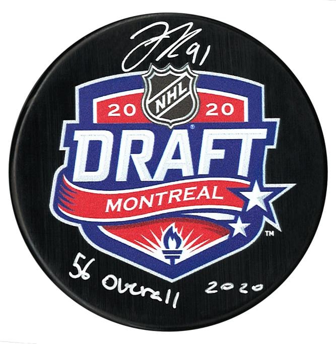 Tristen Robins San Jose Sharks Autographed 2020 Inscribed Draft Puck CoJo Sport Collectables Inc.