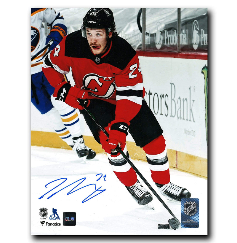 Ty Smith New Jersey Devils Autographed Action 8x10 Photo CoJo Sport Collectables Inc.