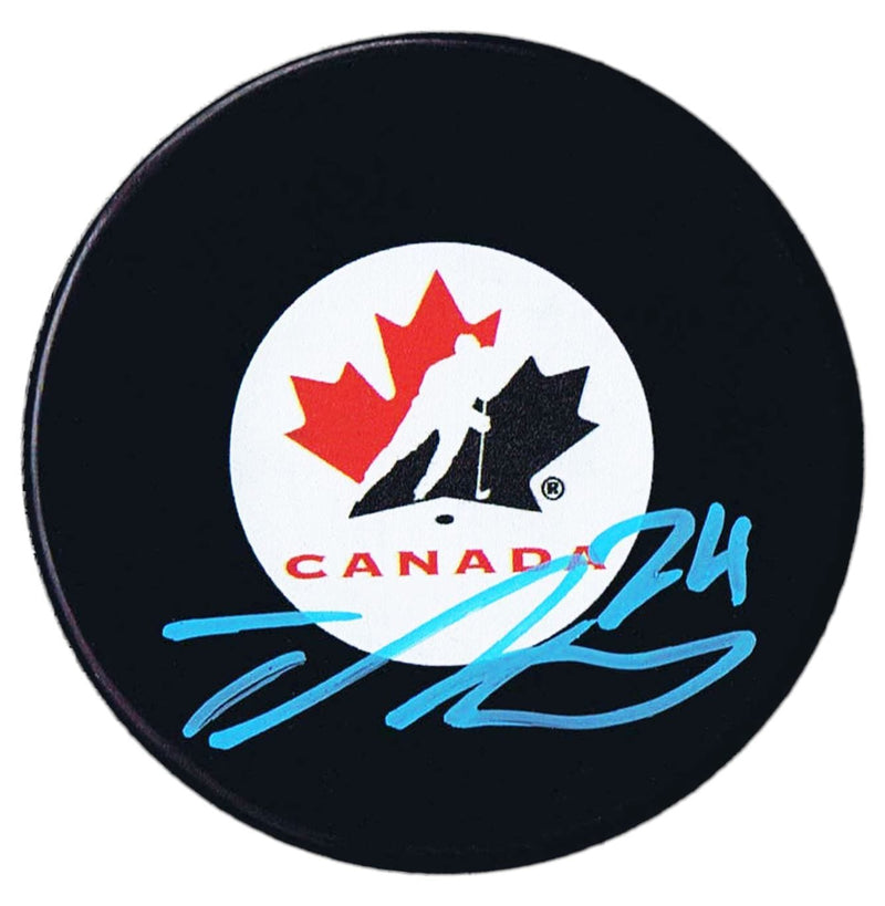 Ty Smith New Jersey Devils Autographed Team Canada Puck CoJo Sport Collectables