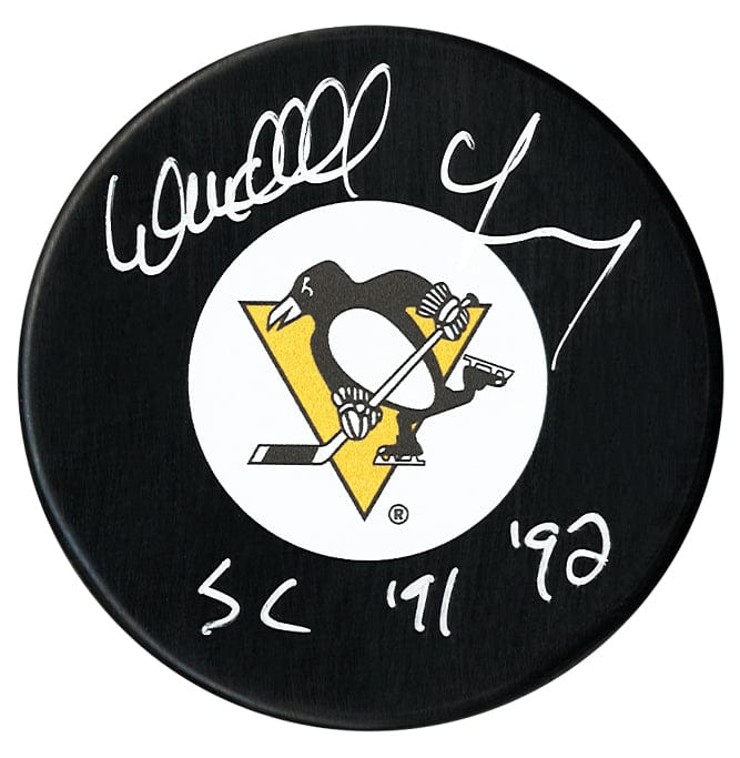 Wendell Young Autographed Pittsburgh Penguins Stanley Cup Inscribed Puck CoJo Sport Collectables Inc.