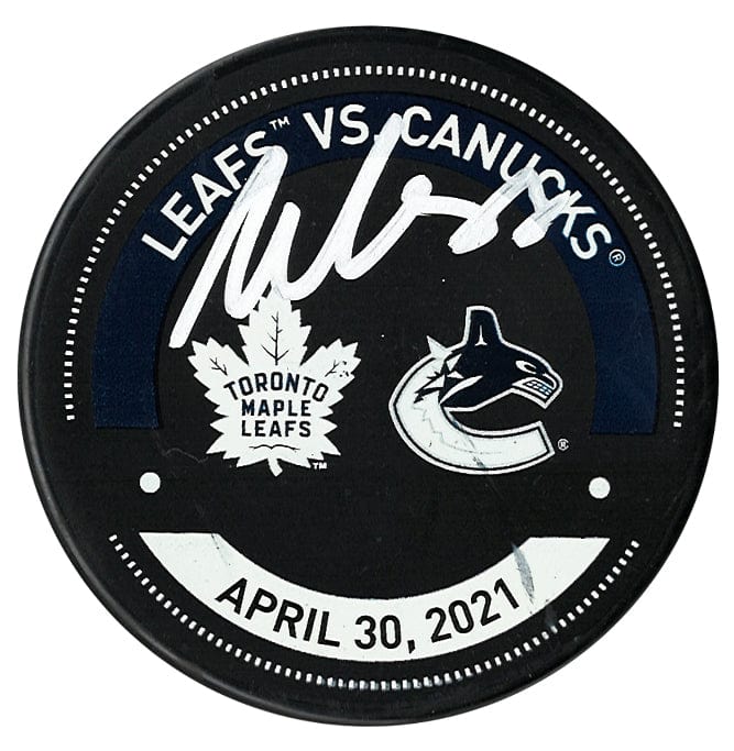 William Nylander Autographed Toronto Maple Leafs April 30, 2021 Warm-Up Used Puck CoJo Sport Collectables Inc.