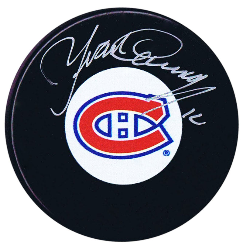 Yvan Cournoyer Autographed Montreal Canadiens Puck.