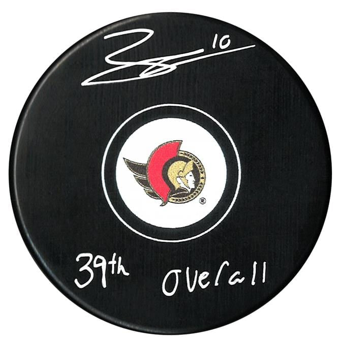 Zack Ostapchuk Autographed Ottawa Senators Draft Inscribed Puck CoJo Sport Collectables Inc.