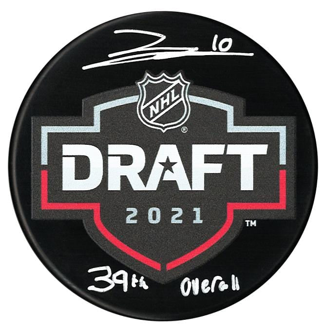 Zack Ostapchuk Ottawa Senators Autographed 2021 Inscribed Draft Puck CoJo Sport Collectables Inc.